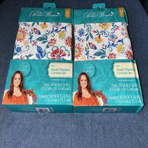 TWO Pioneer Woman Mazie Small Window 3PC Curtain & Valance Sets BRAND NEW!